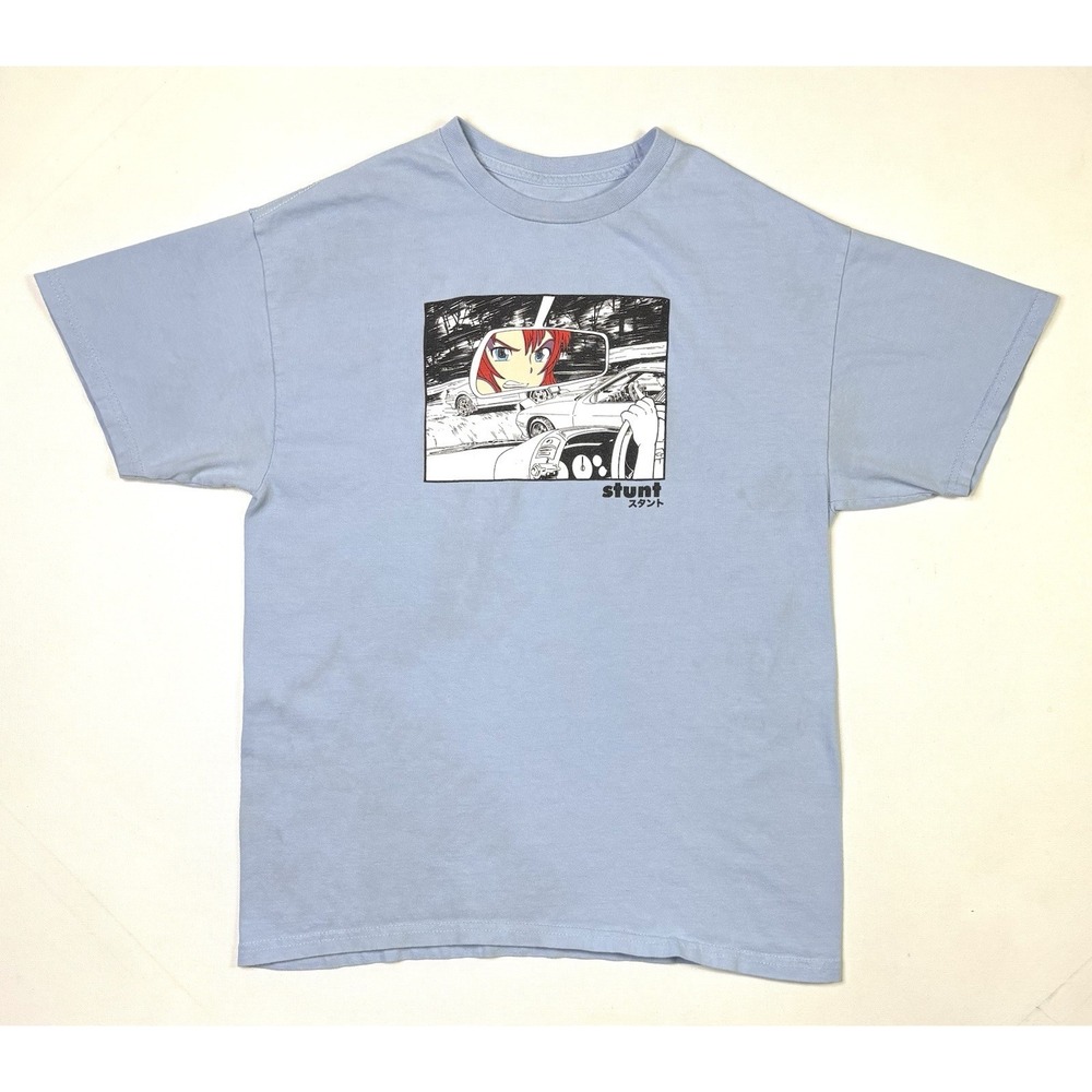Stunt T-Shirt Men's Medium Racing Baby Blue Short Sleeve Manga Anime